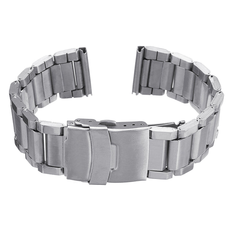 20mm 22mm 24mm Solid Link Silver Stainless Steel Watch Band