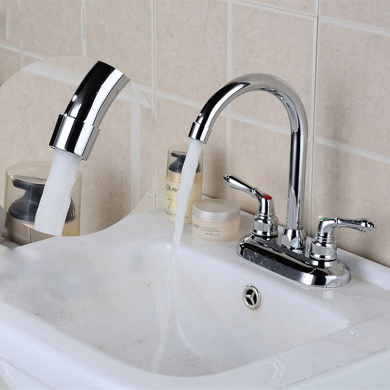 Modern Chrome Cold Hot Water Double Sink Mixer Tap Bathroom Kitchen Basin Faucet