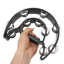 Musical Tambourine Hand Held with Double Row Metal Jingle Handle Percussion Instruments Orff Musical Instruments for Children