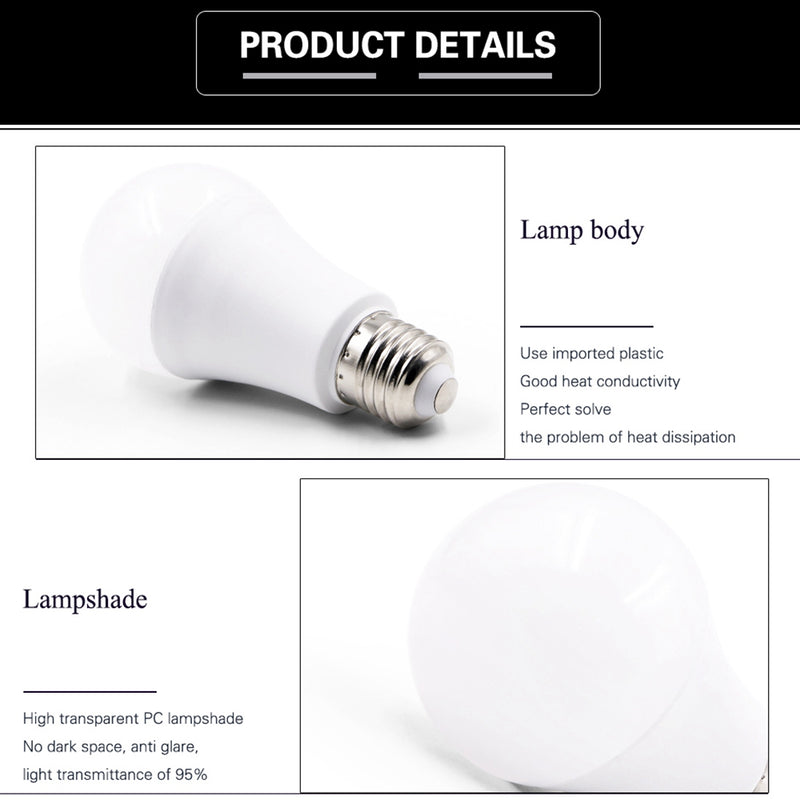 E27 18W 2835 No Strobe Warm White Pure White LED Globe Light Bulb for Bedroom Living Room Home AC220-240V