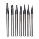 7pcs Radius 0.5-2.0mm 2 Flutes Ball Nose End Mill Cutter Set CNC Tool