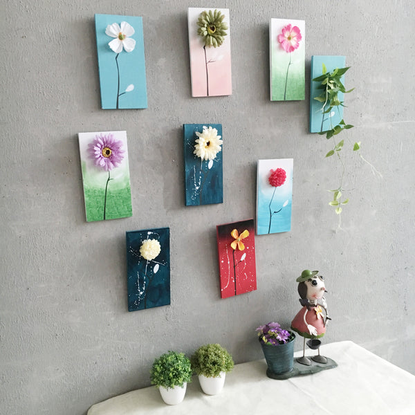 22.5x11.5cm Village Board Painted Flower Creative Wall Bedroom Plants Pendant Haning Decorations