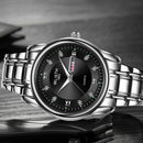 WLISTH Men Full Steel Belt Quartz Watch Business Luminous Waterproof Calendar Casual Wristwatch