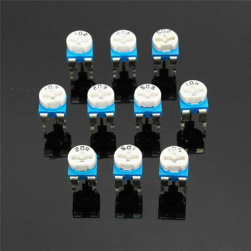 500Pcs 10 Values Variable Resistor 500R To 1M RM065 Carbon Film Horizontal Trimpot Potentiometer Assortment Kit