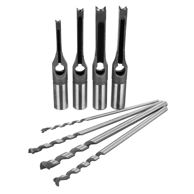 6.4/8/9.5/12.7mm Square Hole Mortiser Drill Bit Mortising Chisel Auger HSS Twist Drill Woodworking Tool