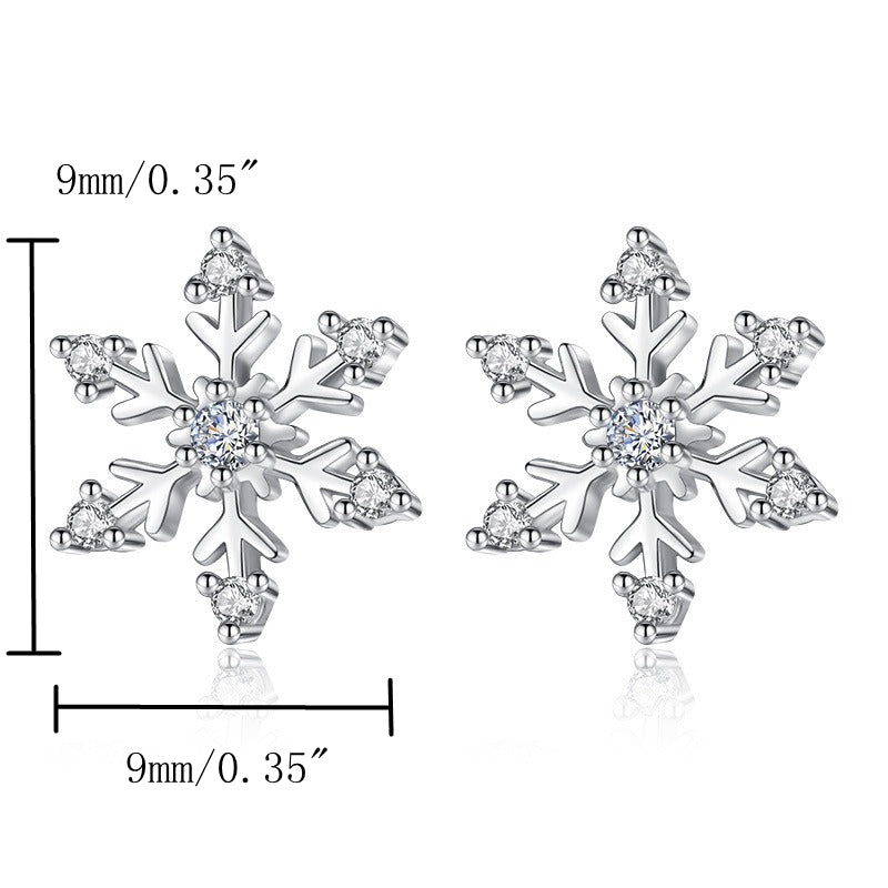 Elegant Snowflake Zircon Earrings Sweet Christmas Gift Earring Stud For Women