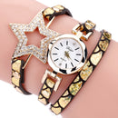 DUOYA 328 Five Pointed Star Retro Style Women Bracelet Watch Leather Band Quartz Watch
