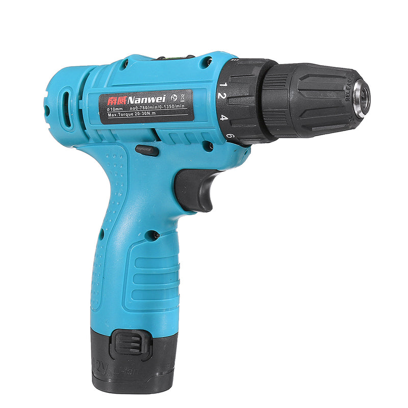 12V Cordless Drill Set Lithium Rechargeable Electric Impact Hand Drill Chuck + 8 Drill Bits+Battery