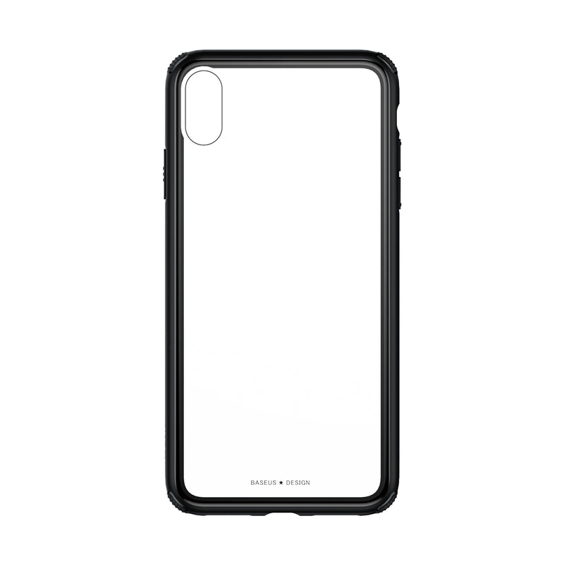 Baseus Clear Scratch Resistant Tempered Glass Back Cover+Soft TPU Frame Protective Case For iPhone