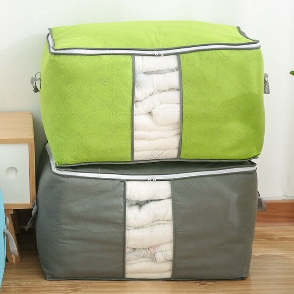 Large Foldable Non-woven Clothes Quilt Blanket Zipper Storage Bag Organizer Box