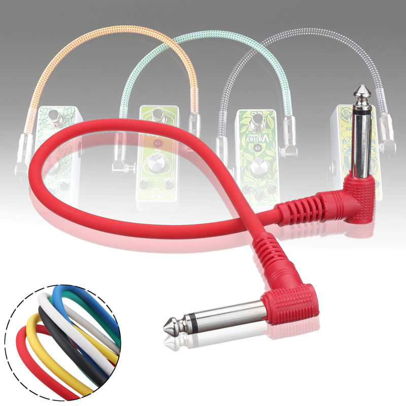 Right Angle 1/4" 6Pcs Guitar Effect Pedal Board Cable Patch Cord