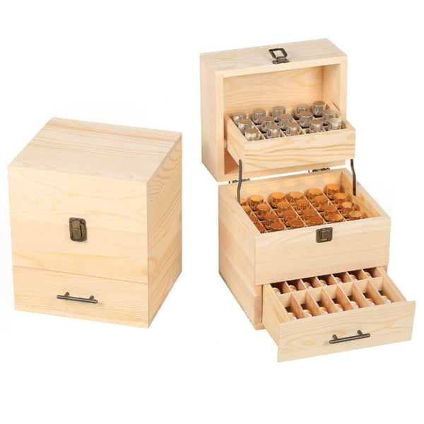 59 Slots 3 Tier Essential Oil Storage Box Wooden Aromatherapy Organizer Roller