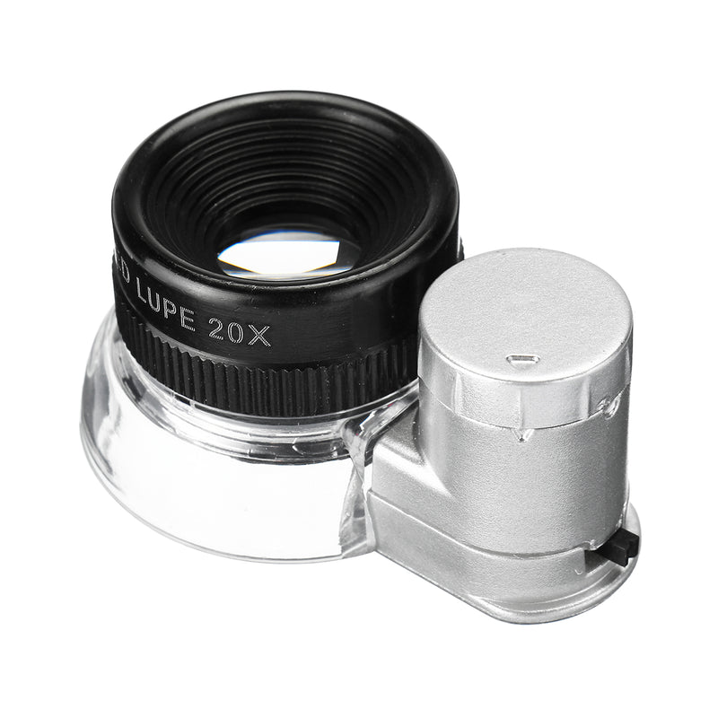 20X Magnification Magnifier LED Loupe Light Jewelry Optical Glass Magnifying