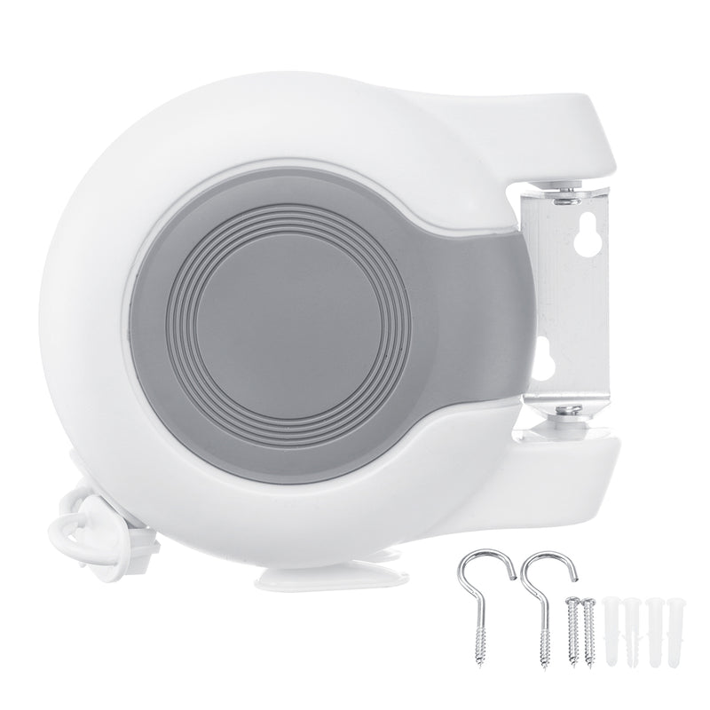 13x2m Wall-Mounted Clothesline Retractable Double Reel Outdoor Indoor Clothes Drying Line