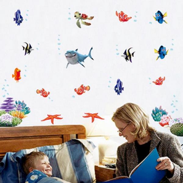 Coloful Under Water World Wall Sticker Living Room Home Decoration Creative Decal DIY Mural Wall Art
