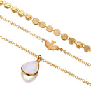 Bohemian Peace Pigeon Multi-layer Necklace Water Drop Pendant Alloy Chain Charm Necklace