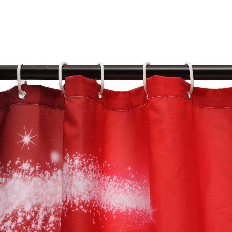 180x180cm Christmas Santa Claus Waterproof Shower Curtain Bathroom Decor with 12 Hooks
