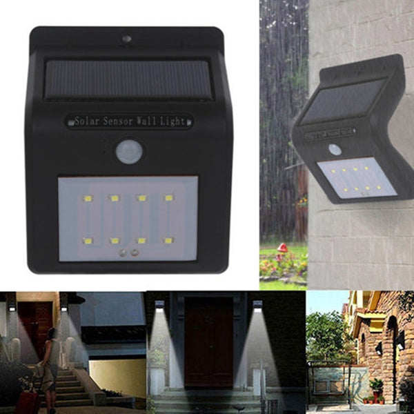 Solar Power 8 LED Security Wall Light PIR Motion Sensor Outdoor Waterproof Lamp