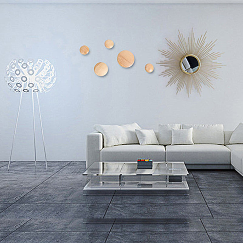 5Pcs/Set Solid Wooden Round Hook Wall Mounted Hanger Clothes Coat Hat Bag Rack