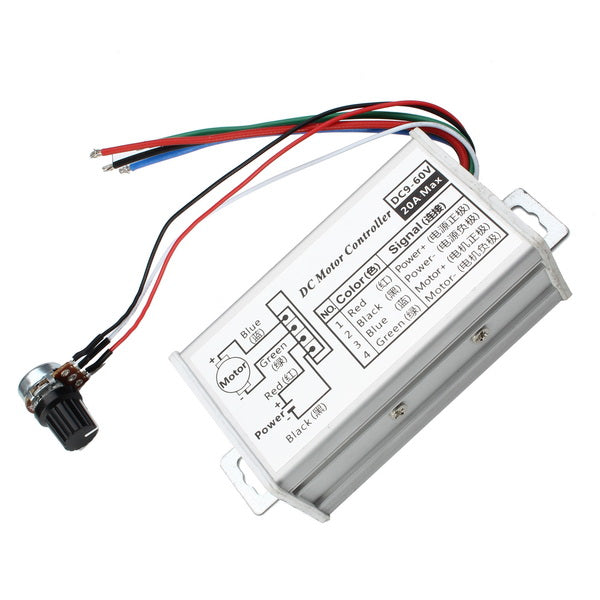 PWM DC 9V 12V 24V 48V 60V 20A Stepless Variable Speed Pulse Width Motor Speed Regulation Switch