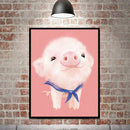 Miico Hand Painted Oil Paintings Cartoon Pig Paintings Wall Art For Home Decoration