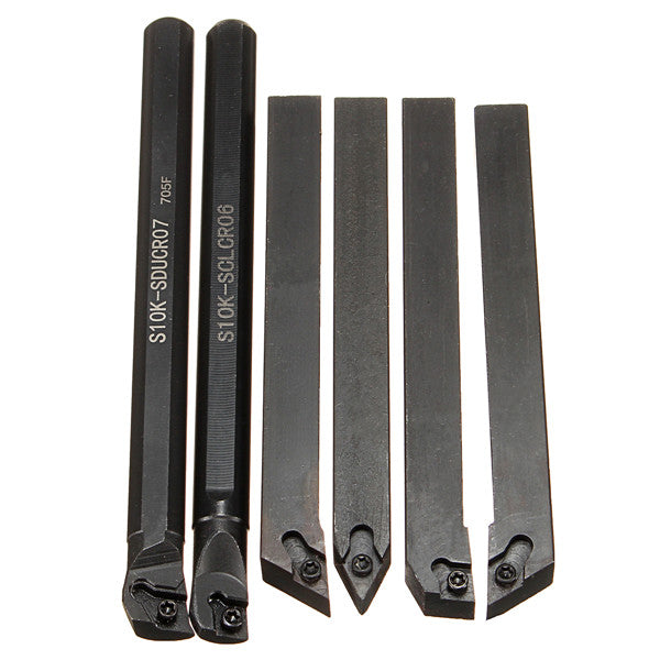6Pcs 10mm Shank Lathe Indexable Boring Bar Turning Tool Holder Set