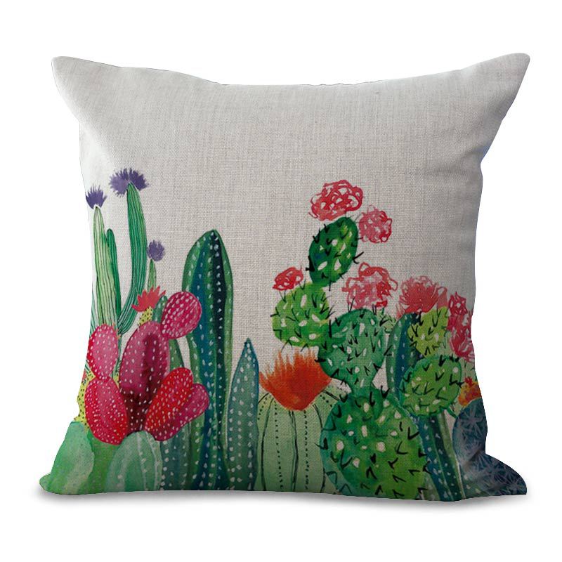 Honana 45x45cm Cactus 5 Optional Patterns Cotton Linen Sofa Pillow Case Cushion Cover