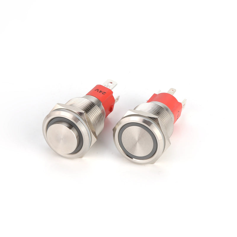 19MM 10A 250V 4Pin LED Light Button Switch Momentary Reset Metal Push Button Switch