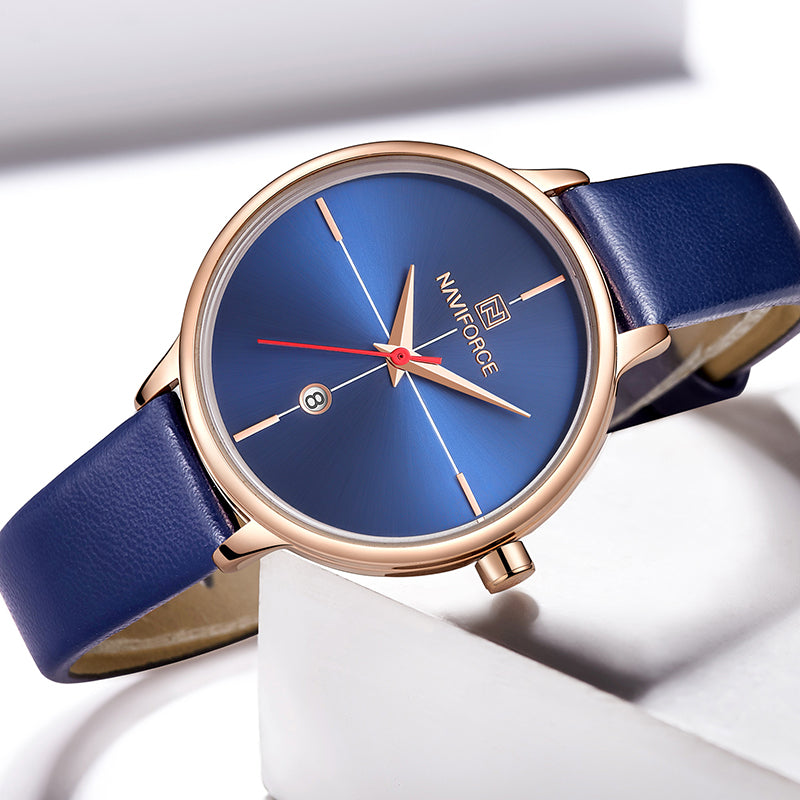 NAVIFORCE 5006 Rose Gold Case Elegant Design Women Wrist Watch Date Display Quartz Watch