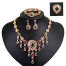Gold Plated Rhinestone Crystal Wedding Party Necklace Bracelet Ring Earring Set Jewelry Set For Women