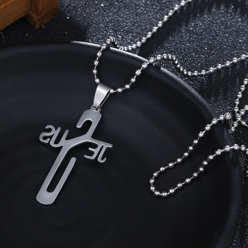 Stainless Steel Necklace Personality Jesus Cross Necklace for Men Women