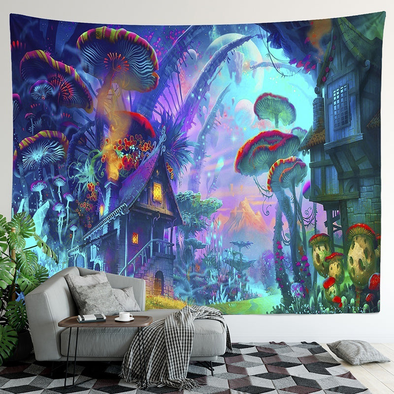Wall Hanging Mystics Psychedelic Tapestry Mushroom Pattern Mandala Mat Decorations