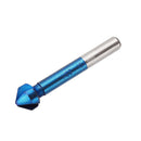Drillpro 6Pcs 3 Flutes HSS Blue Nano Chamfering End Mill 90 Degree Chamfer Cutter Countersink Drill Bit