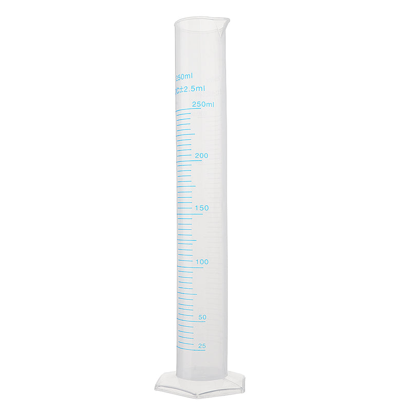 250ml Plastic Graduated Measuring Cylinder Beaker Tube Flask Cups Laboratory Scale