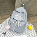 Canvas Backpack Waterproof School Bag Travel Shoulder Bag Ribbon Bow Tote Handbag Men Bag Women Bag