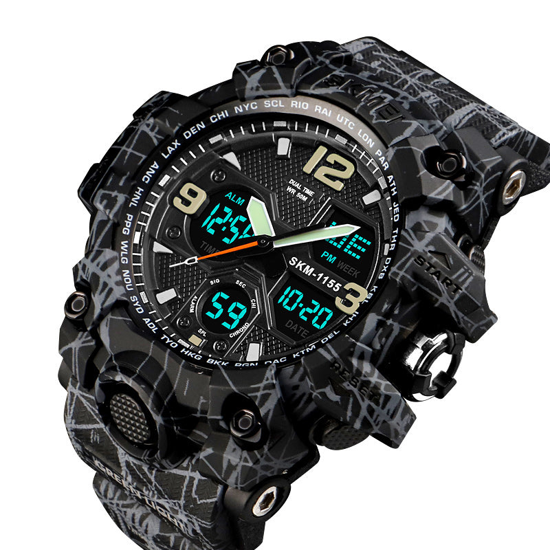 SKMEI 1155B Military Camouflage Waterproof Multi-function Outdoor Dual Digital Watch Men Watch