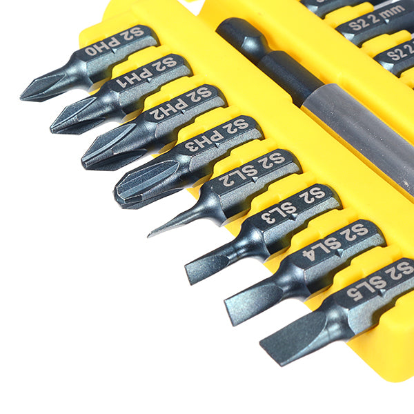 BROPPE 17pcs 1/4 Hex Shank Screwdriver Bits Set Hex Phillips Slotted Screwdriver Bits with Holder