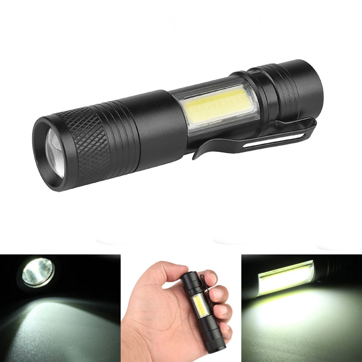 XANES 3504 XPE-Q5+COB 600Lumens Mini LED Flashlight Emergency Inspection Worklight AA/14500