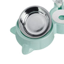 Automatic Pet Dog Cat Smart Food Water Feeder Bowl Dish W/ 500ml Bottle Drink