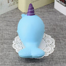 Squishy Narwhal Uni Whale Blue 11cm Slow Rising Cute Soft Collection Gift Decor Toy