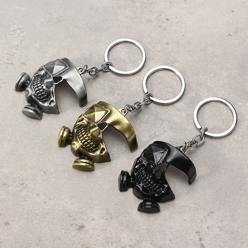 Cool Tokyo Ghoul Metal Mask Keychain Japanese Anime Pendant Key Ring Halloween