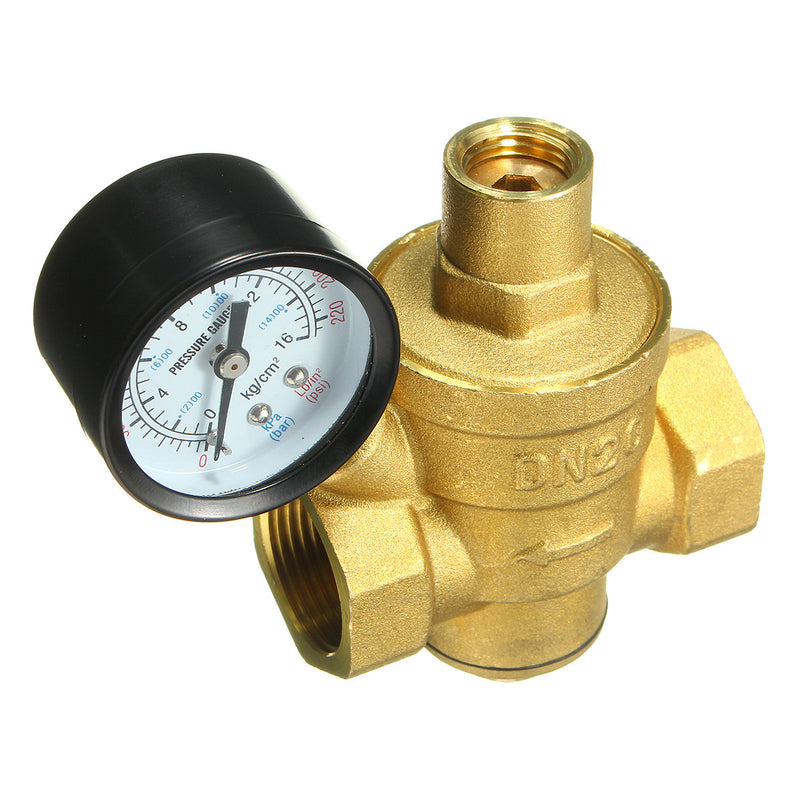 DN20 3/4inch Bspp Brass Water Pressure Reducing Valve With Gauge Flow Adjustable