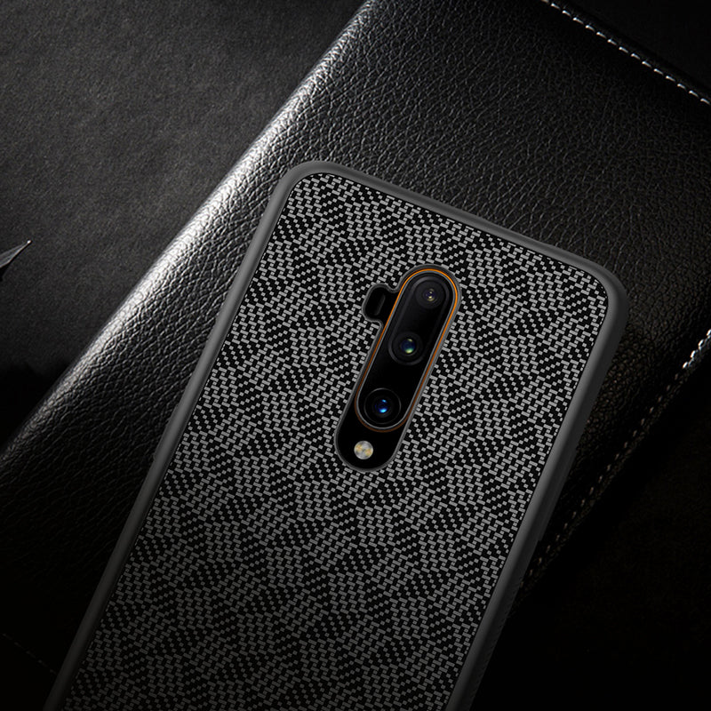 For OnePlus 7T Pro Case NILLKIN Lattice Pattern Double-Layer Carbon Fiber Ultra-thin Anti-Scratch Non-Slip Protective Case
