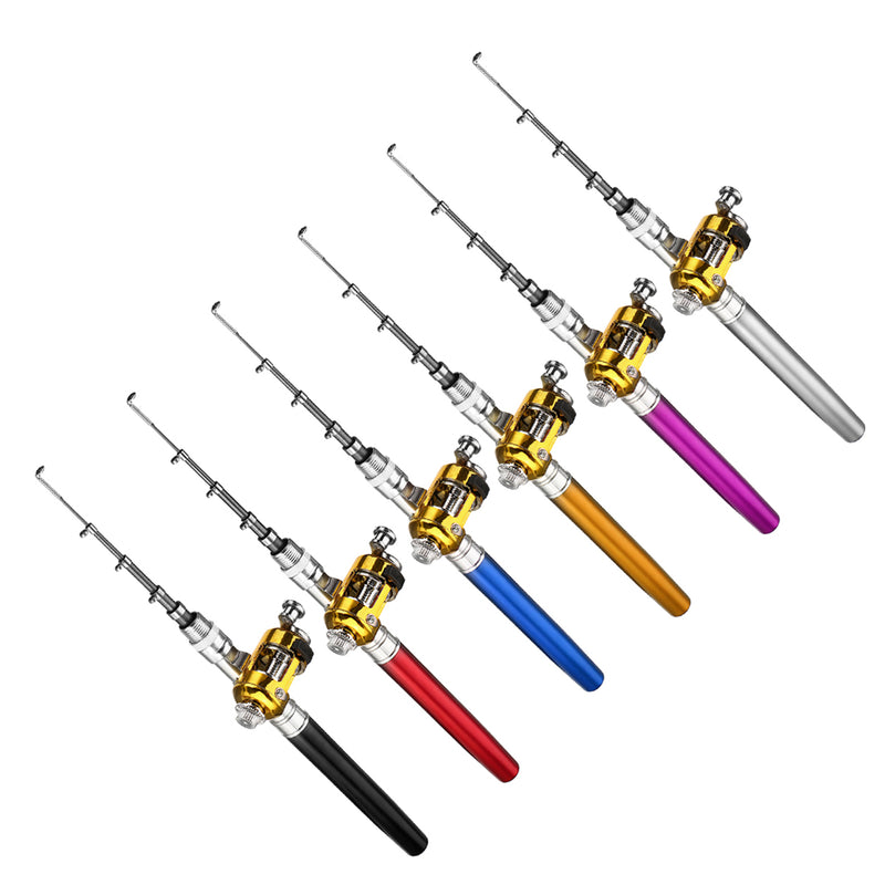 36'' Telescopic Mini Portable Pocket Fish Aluminum Pen Fishing Rod Pole Reel