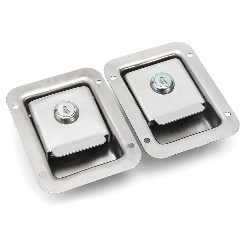 2Pcs Stainless Steel Paddle Door Lock Handle Truck Box Trailer Latch With Key