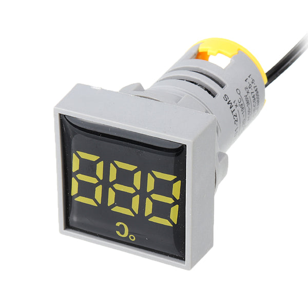3pcs Mini Crystal Film Square Yellow LED Digital Thermometer Signal Light AC 50-380V 220V Temperature Meter Indicator Range -20-200 with 1m Sensor