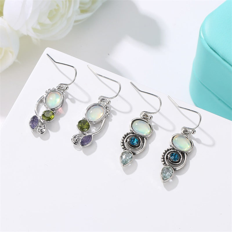 Bohemian Rotating Crystal Earring Long Style Rhinestone Ear Drop Earring For Women Jewelry