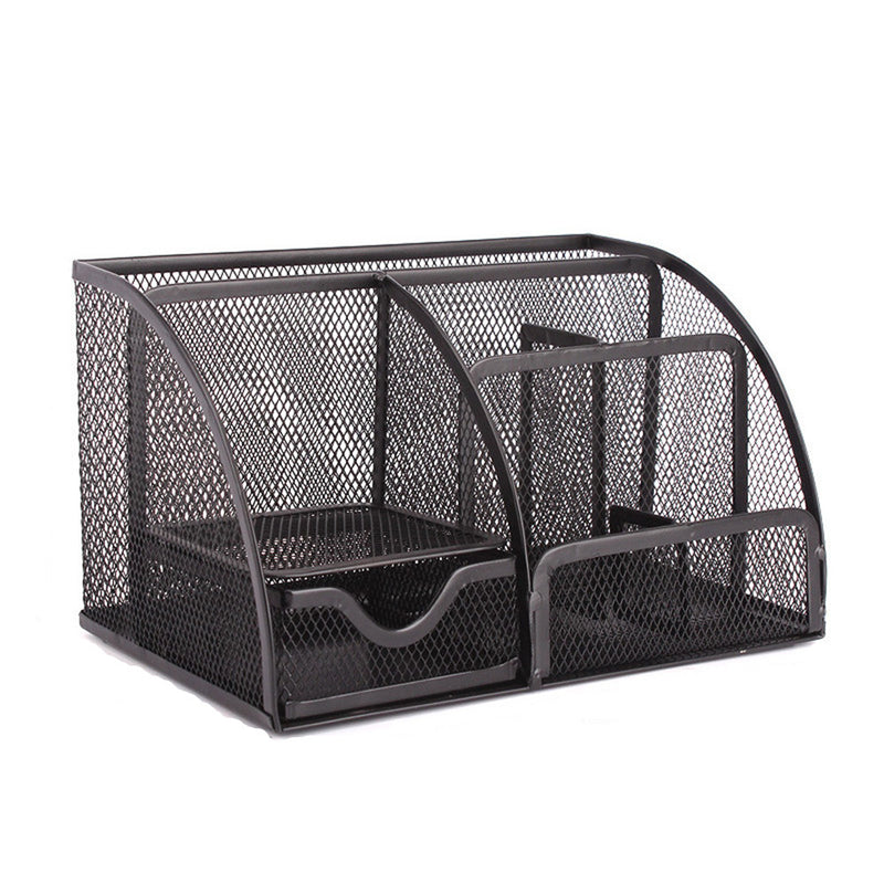 Mrosaa 7 Cell Metal Mesh Desktop Office Pen Pencil Holder Iron Desk Organizer School Supplies