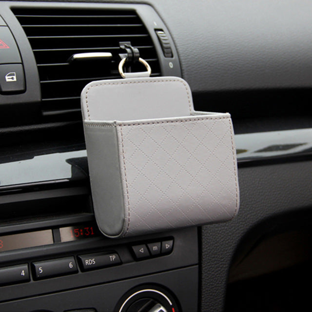Car Supplies Air Outlet Storage Bag Car Leather Multi-function Compartment Air Outlet Mobile Phone Holder Storage Box Bag