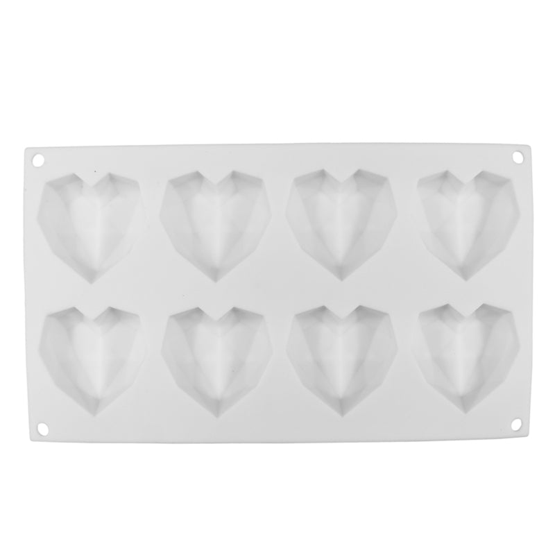 8 Grids Diamond Heart Dessert 3D Cake Mold Art Mousse Silicone Mould